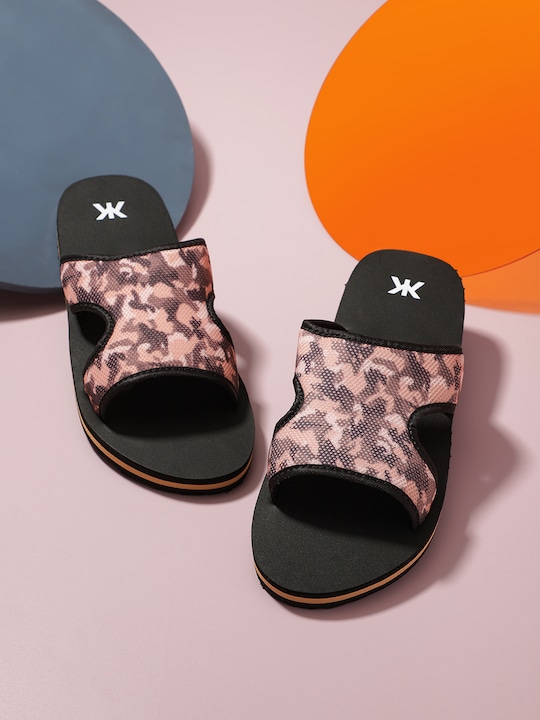 Kook N Keech Men Camouflage Print Sliders with Cut Out Detail