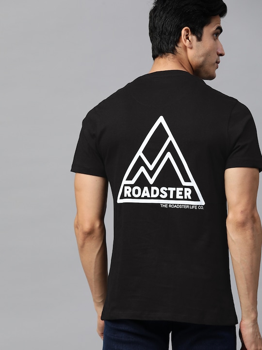 Roadster Men Printed Back Round Neck T-shirt