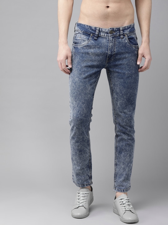 Roadster Men Skinny Fit  Acid Wash Stretchable Cropped Jeans