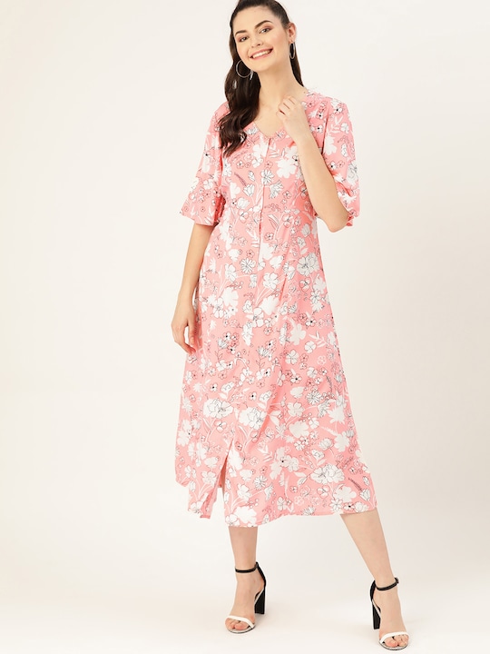 DressBerry Floral Printed A-Line Sustainable Dress