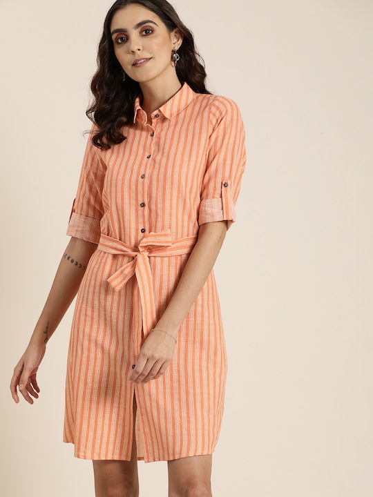 all about you Women Striped Shirt Dress