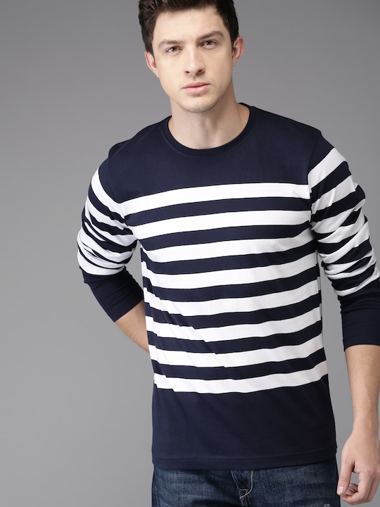 Moda Rapido Men Striped Cotton Pure Cotton T-shirt