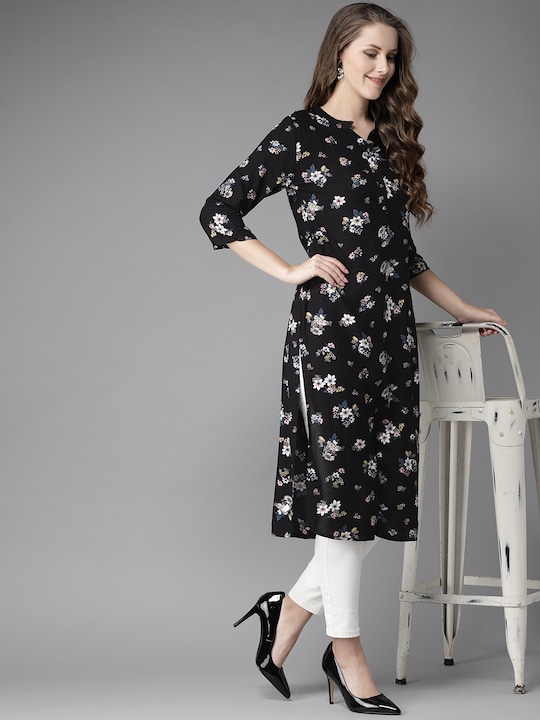 HERE&NOW Women Floral Printed Straight Kurta