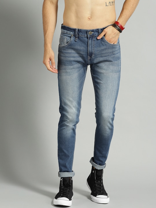 Roadster Men Super Skinny Fit Mid-Rise Low Distress Stretchable Jeans