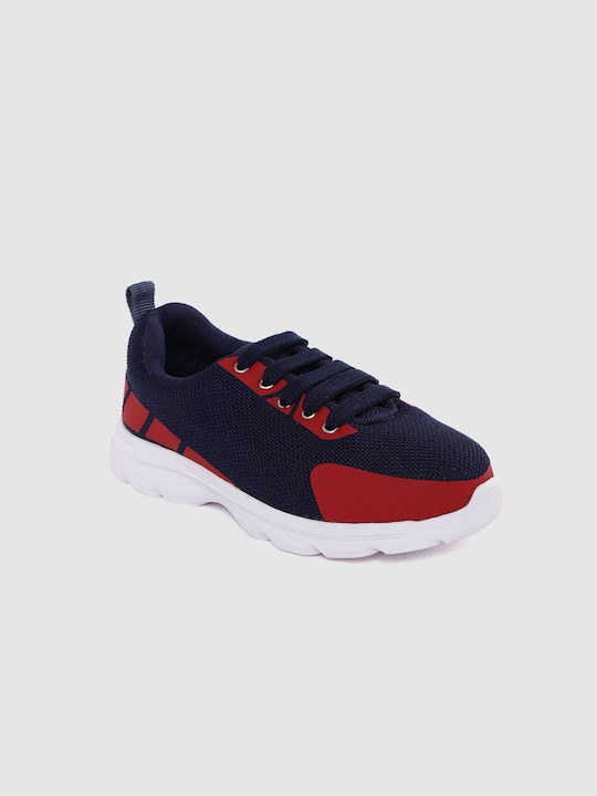 YK Boys Navy Blue & Red Colourblocked Sneakers