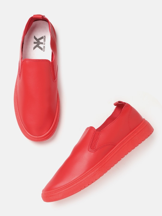 Kook N Keech Women Red Solid Slip-On Sneakers