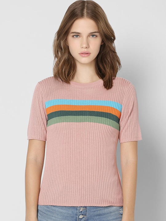 ONLY Women Striped Slim Fit T-shirt