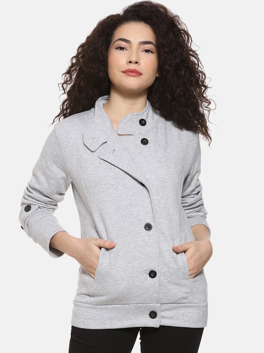 Campus Sutra Women Solid Open Front Jacket