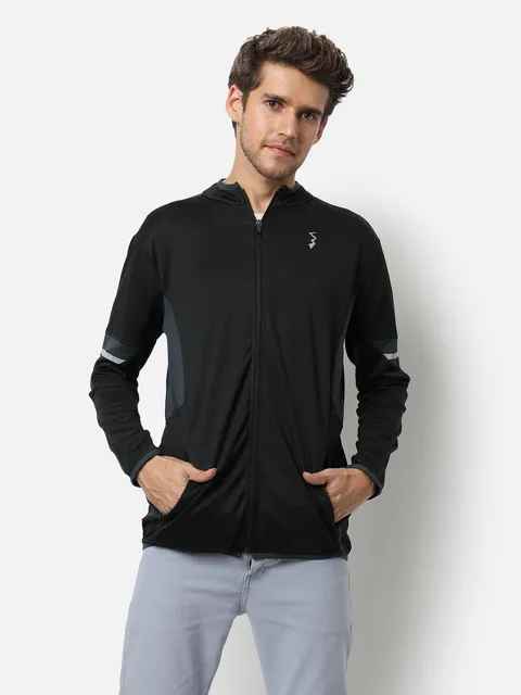 Campus Sutra Solid Mandarin Collar Sports Jacket Men 