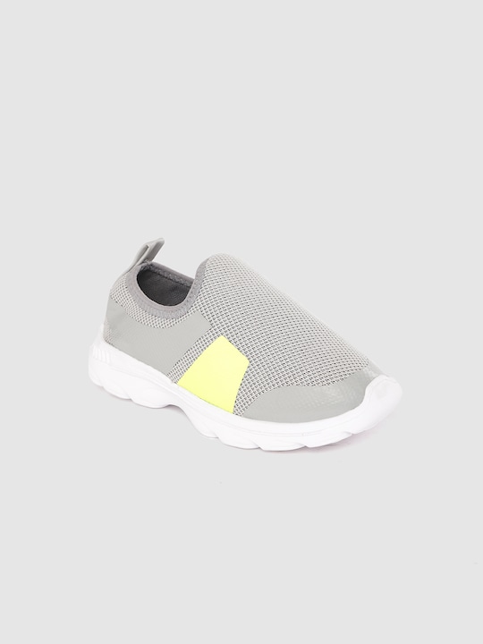 YK Boys Grey Woven Design Slip-On Sneakers