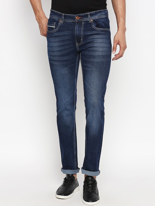 People Men Slim Fit Mid-Rise Low Distress Jeans