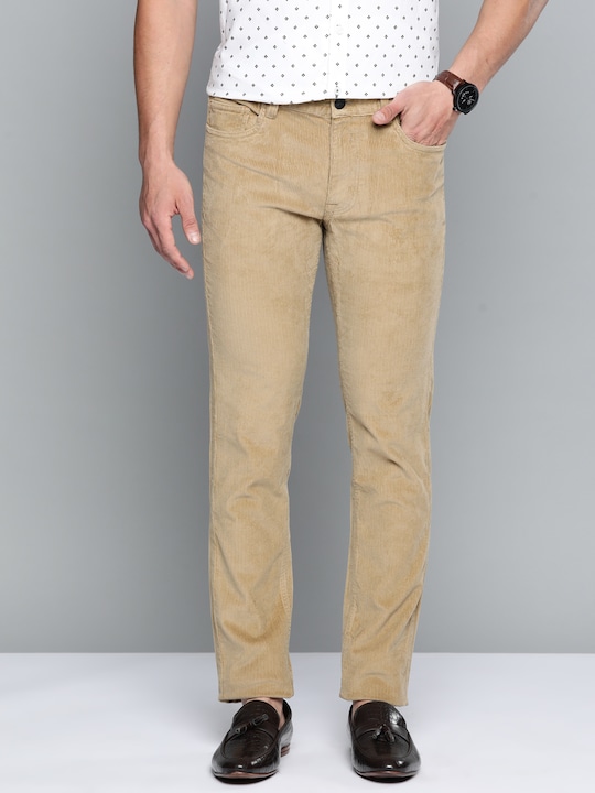 Indian Terrain Men Corduroy Brooklyn Slim Fit Trousers