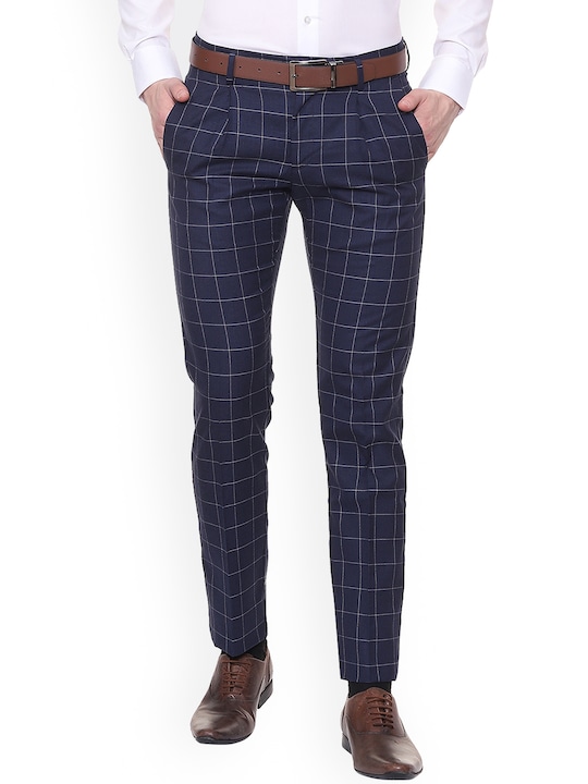 Allen Solly Men Slim Fit Checked Regular Trousers