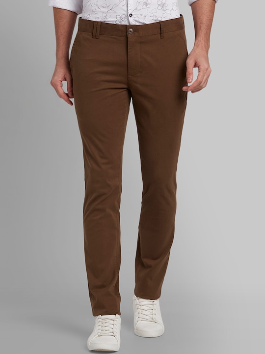 Parx Men Slim Fit Solid Regular Trousers