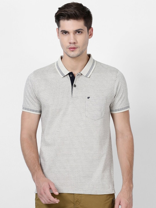 T-Base Men Houndstooth Polo Neck T-Shirt