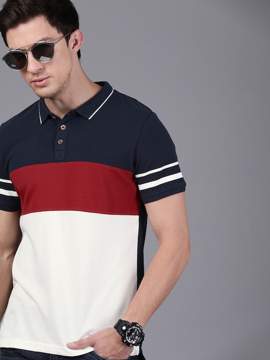 WROGN Men Slim Fit Polo Collar Pure Cotton T-shirt