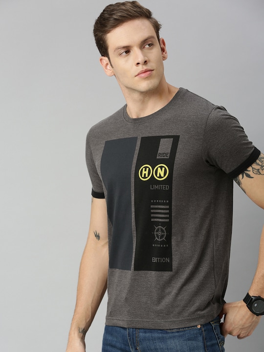 HERE&NOW Men Printed Round Neck T-shirt