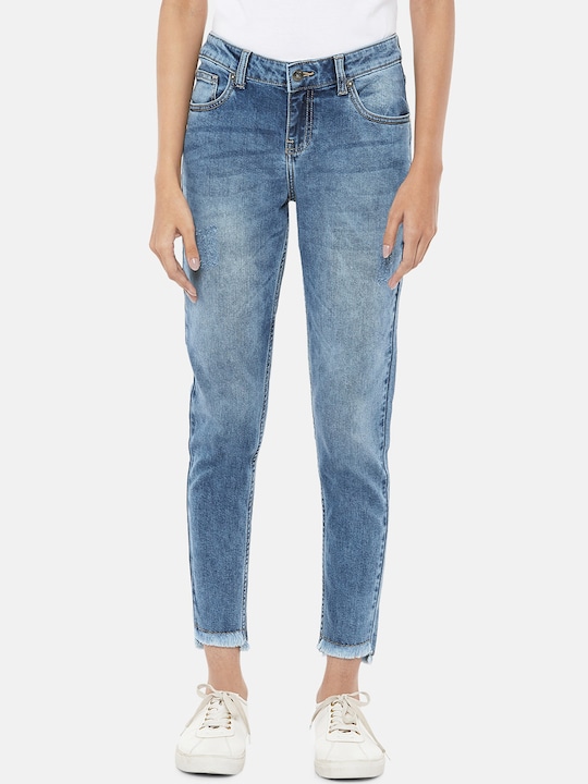 People Women Blue Regular Fit Jeans