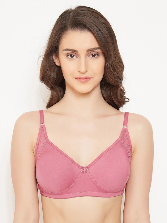 Clovia Pink Solid Non-Wired Non Padded T shirt Bra