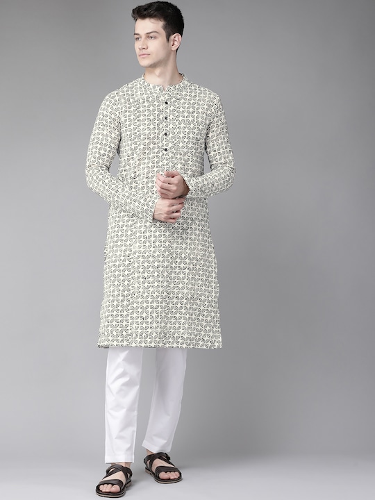 See Designs Men Ethnic Motifs Pure Cotton Block Print Handloom Kurta