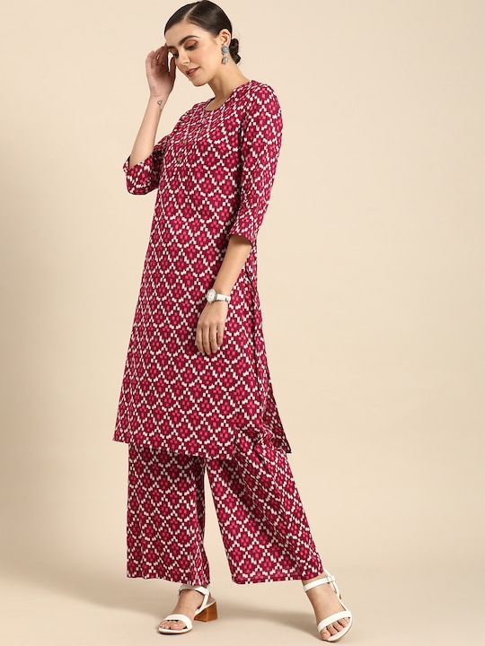  Anouk Women Printed Kurta with Palazzos