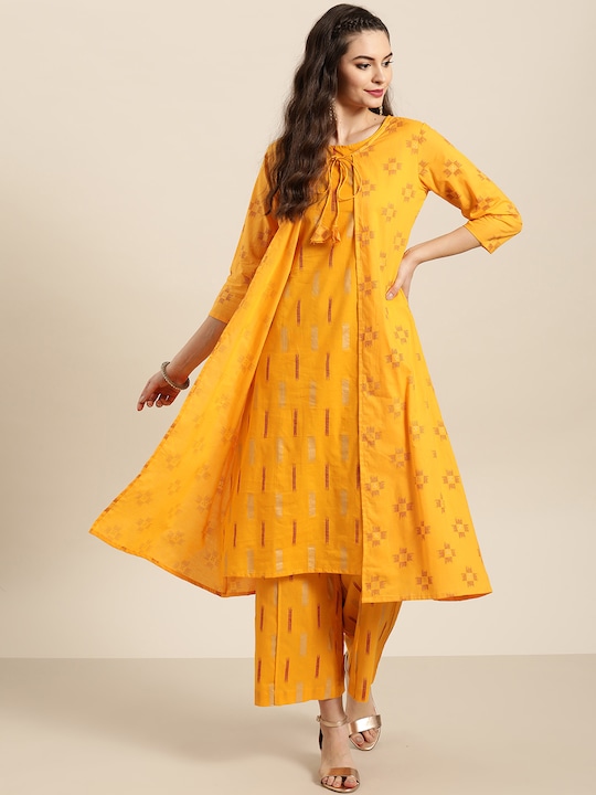 Sangria Women Pure Cotton Printed Kurta with Palazzos