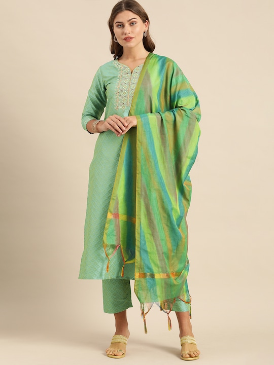 Varanga Women Embroidered Kurta with Trousers & Dupatta