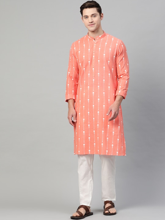 See Designs Men Printed Pure Cotton Straight Kurta