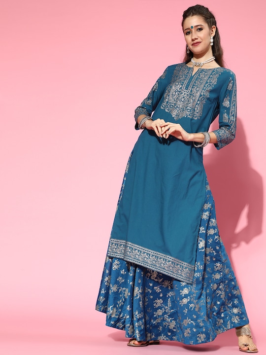 HERE&NOW Women Ethnic Motifs Printed Cotton Kurta