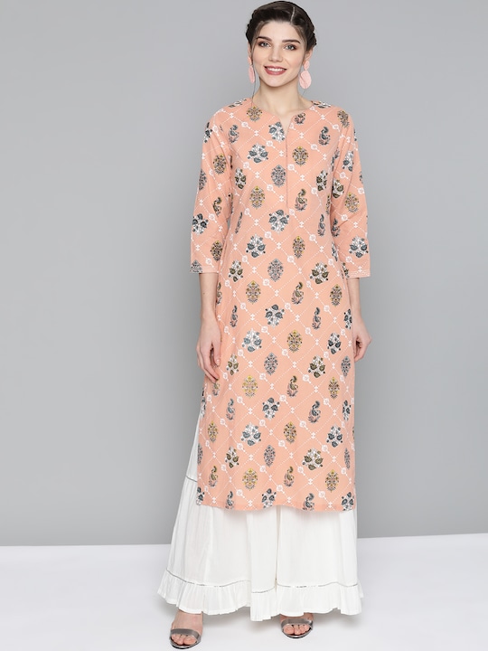 HERE&NOW Women Pure Cotton Ethnic Motifs Printed Kurta