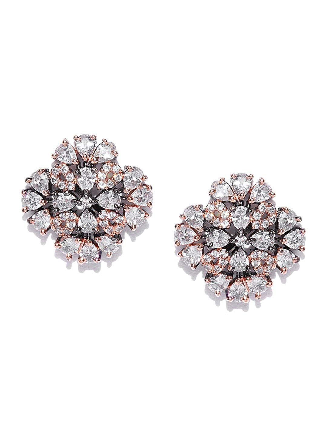 Priyaasi Rose Gold Diamond Studded Stud Earrings