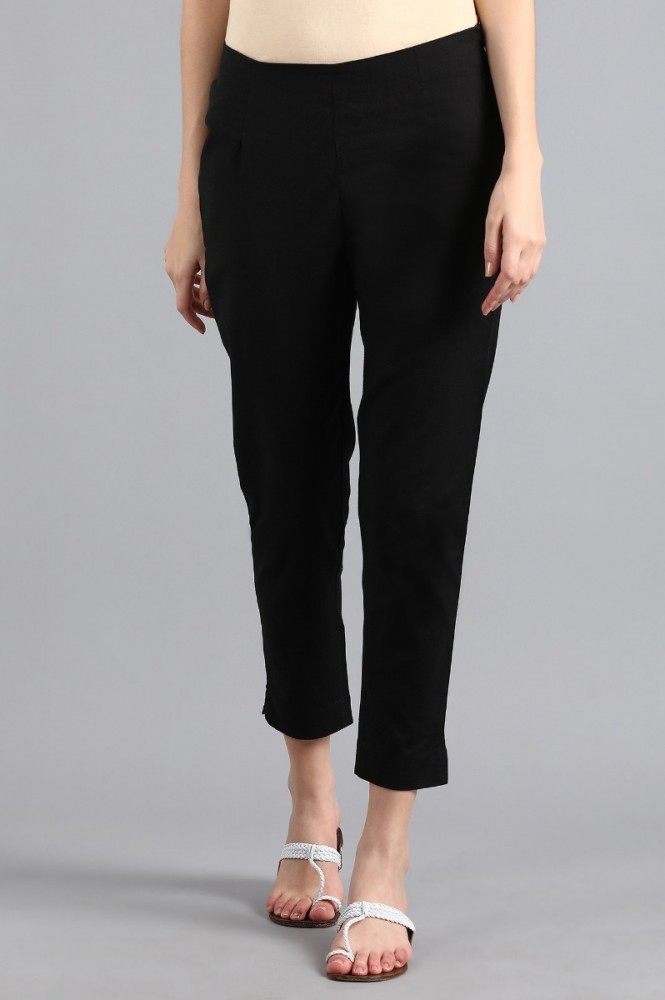 W Women Black Solid Pant