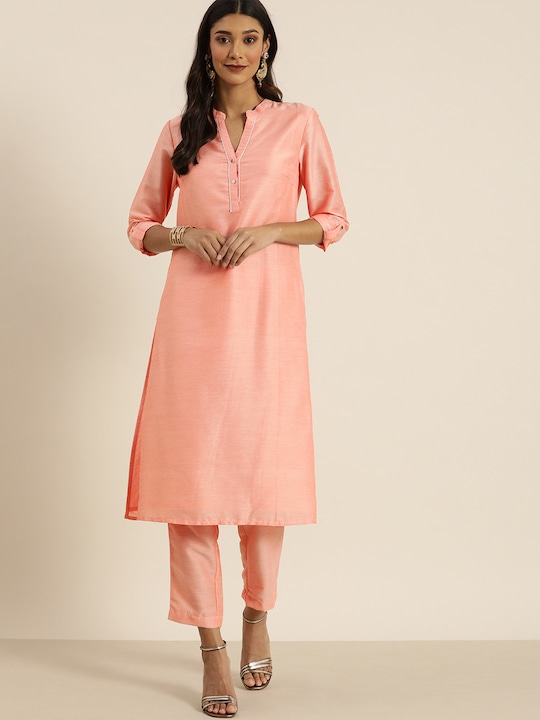 all about you Women Solid Kurta with Trousers