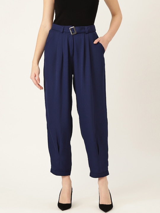 DressBerry Women Solid Pleated Trousers