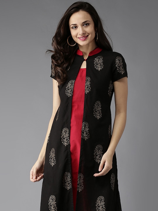 HERE&NOW Women Printed Layered A-Line Kurta