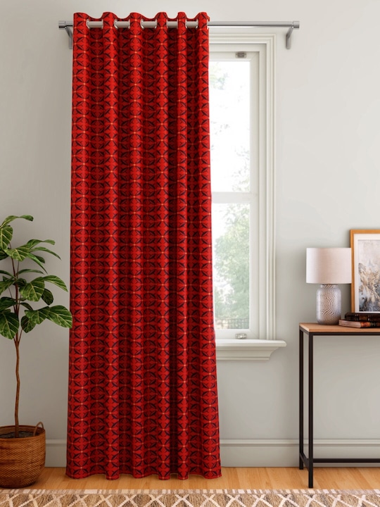 Aura Geometric Print Single Door Curtain