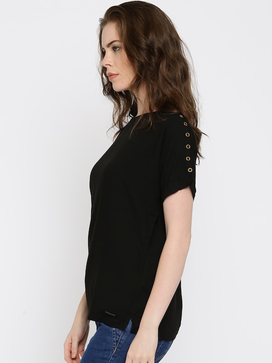 Roadster Black Extended Sleeves Top