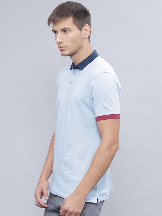 ether Men Solid Polo T-shirt With Contrast Rib & Collar