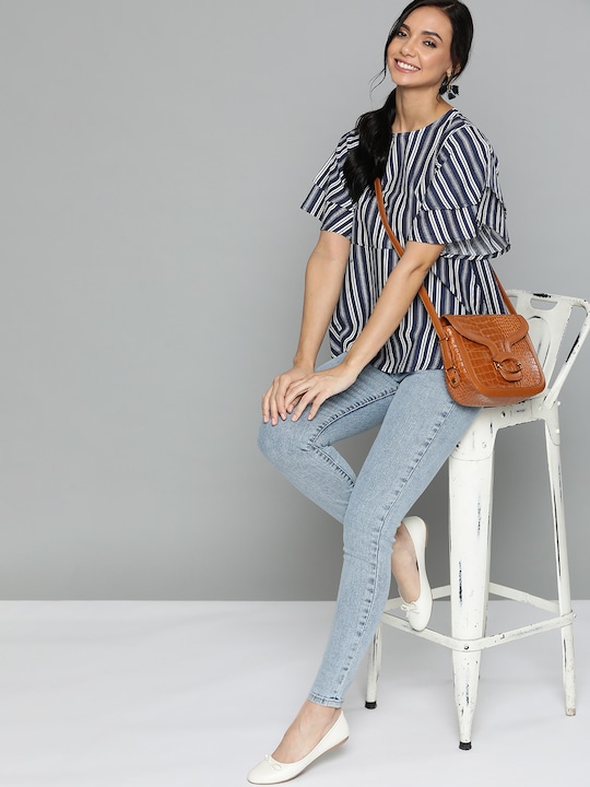 HERE&NOW Pure Cotton Striped A-Line Top