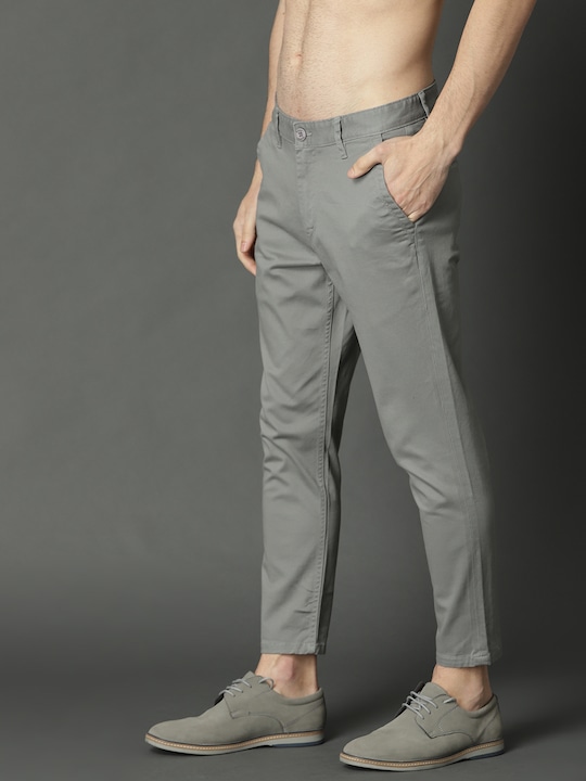 Roadster Men Grey Cropped Sustainable Chinos