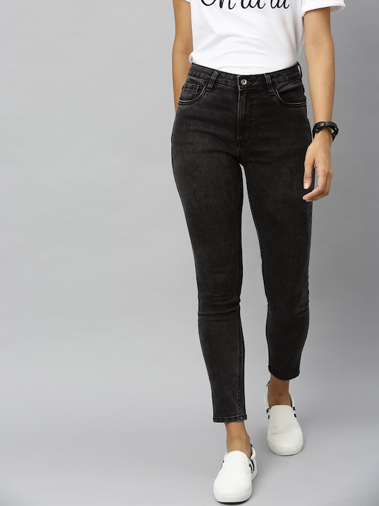 Roadster RDSTR Slim Fit Cropped Distressed Jeans with Patchwork