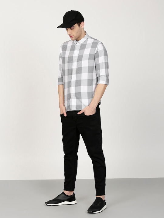 ether Men Regular Fit Checked Sustainable Casual Shirt