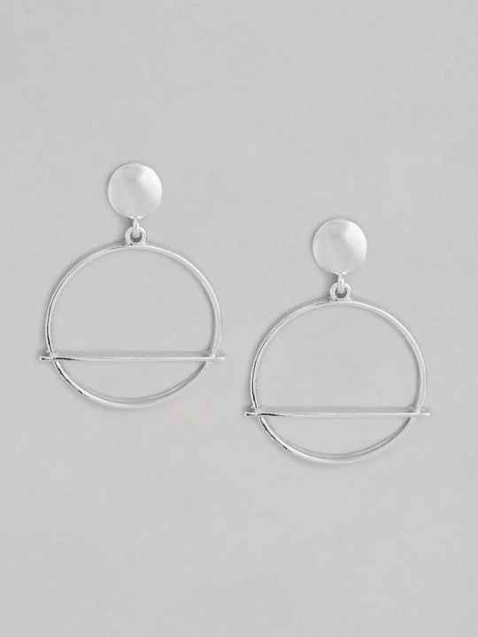 Silver-Plated Circular Drop Earrings