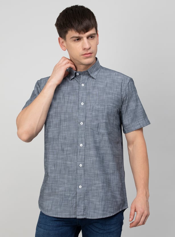 COLORPLUS Men Solid Half Sleeves Slim Fit Casual Shirt
