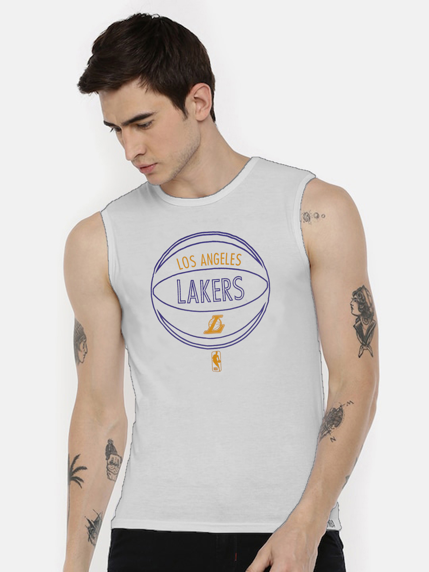 NBA Men Solid Round Neck Sleeveless T-Shirt