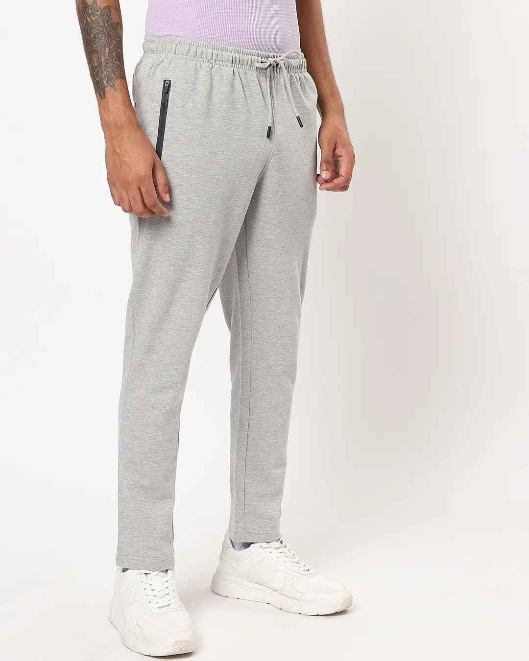 Bewakoof Men's Grey Basic Track Pants