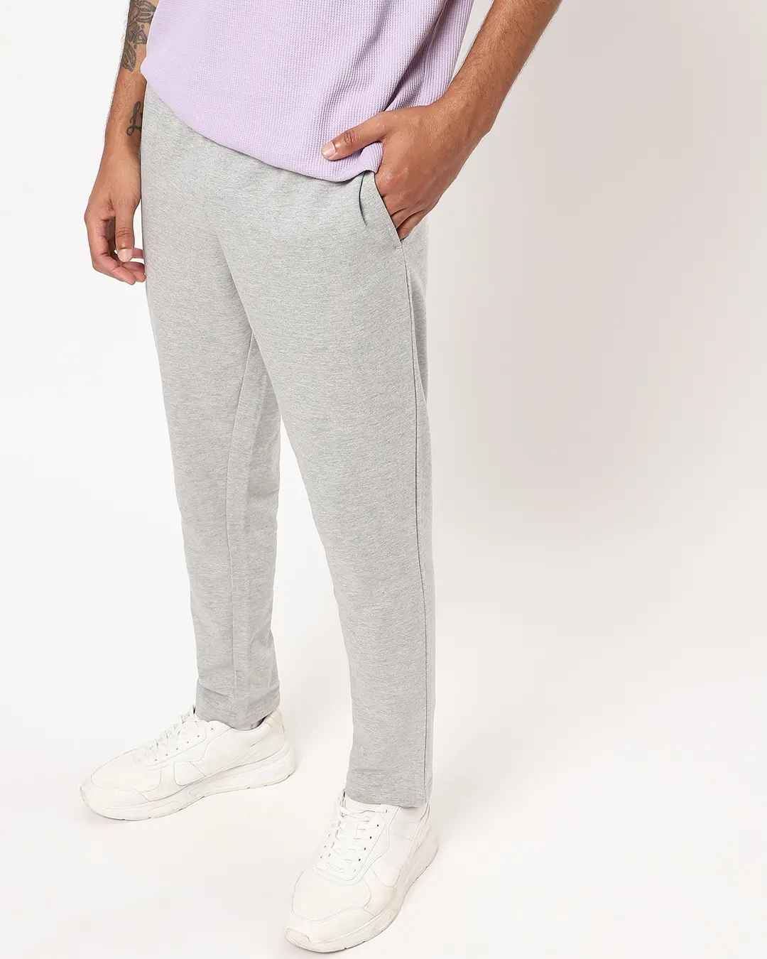 Bewakoof Mens Grey Basic Track Pants