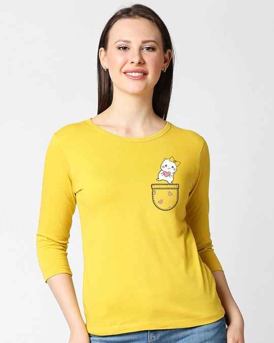 Bewakoof Cute Heart Pocket 3/4 Sleeves T-Shirt