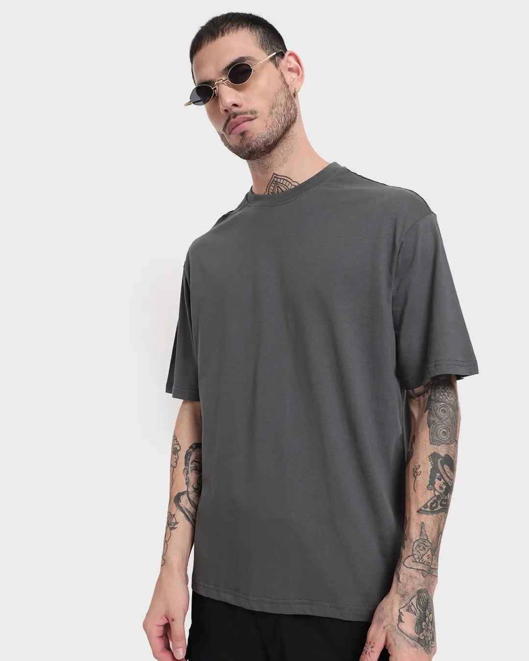 Bewakoof  Men Grey Oversized T-shirt