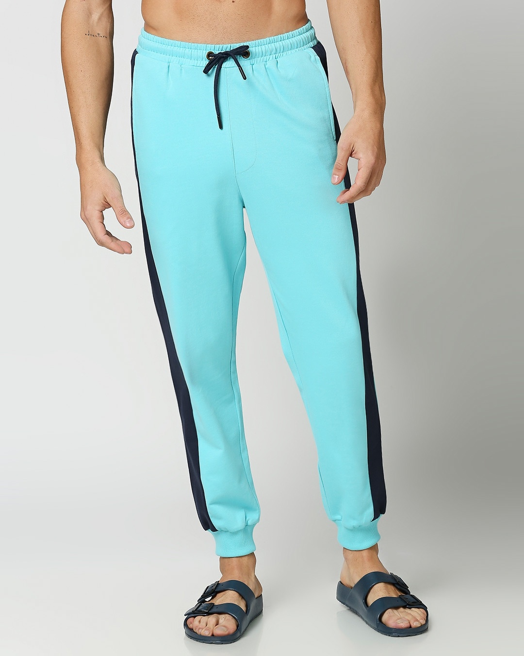 Bewakoof Beach Blue Color Block Joggers